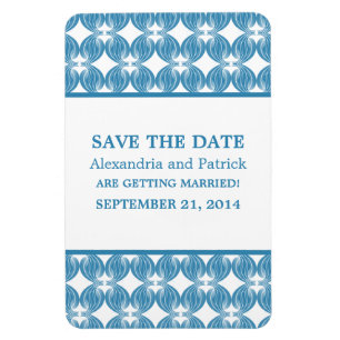 Modern Deco Save the Date Magnet, Blue Magneet