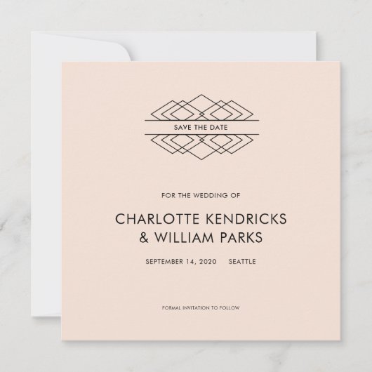 Modern Deco sparen de Datum Save The Date (Voorkant)