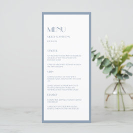 Modern Deco Stoffig Blauw Bruiloft Flat Menu