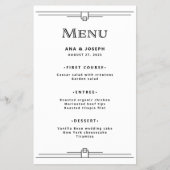 Modern Deco | Zwart-wit trouwmenu Flyer (Voorkant)
