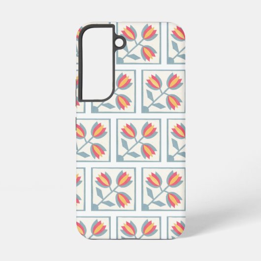 Modern Decorative Flowers Pattern Samsung Galaxy Hoesje (Achterkant)