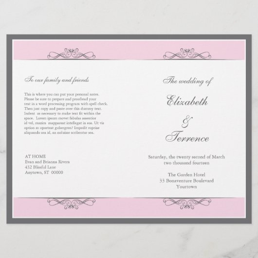 Modern Decorative Wedding Program Flyer (Voorkant)