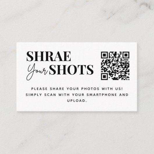 Modern Deel je Shots QR-code Informatiekaartje (Voorkant)
