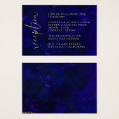 Modern Deep Blue Calligraphy Wedding Reception Visitekaartje (Voorkant /achterkant)