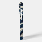 Modern Deep Blue & Ivory Fluid Waves Phone Case (Achterkant / Links)