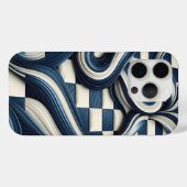 Modern Deep Blue & Ivory Fluid Waves Phone Case (Achterkant (horizontaal))