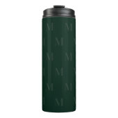Modern Deep Forest Green Minimalist Monogram Thermosbeker (Voorkant)