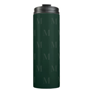 Modern Deep Forest Green Minimalist Monogram Thermosbeker