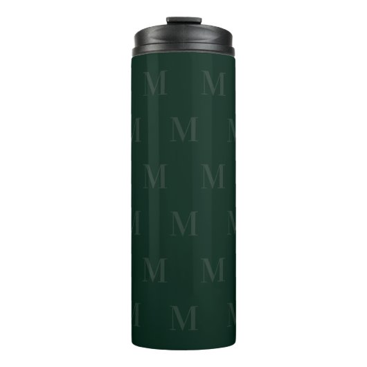 Modern Deep Forest Green Minimalist Monogram Thermosbeker (Voorkant)