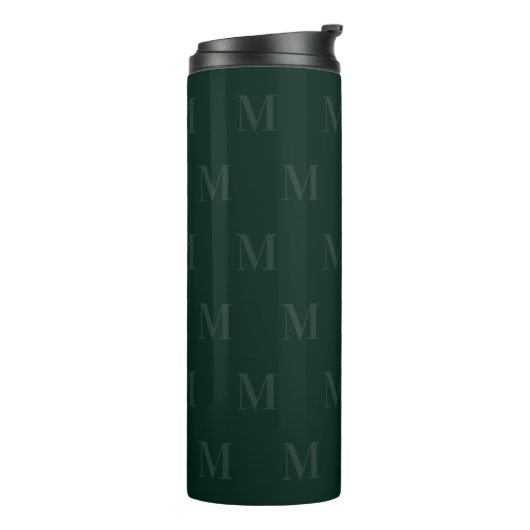 Modern Deep Forest Green Minimalist Monogram Thermosbeker (Gedraaid links)