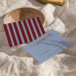 Modern Deep Red Blue Classy Fancy Wedding RSVP Kaartje