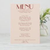Modern Deep Red Retro Whimsical Fun Wedding Menu (Staand voorkant)