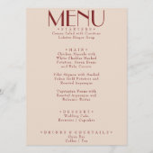 Modern Deep Red Retro Whimsical Fun Wedding Menu (Voorkant)