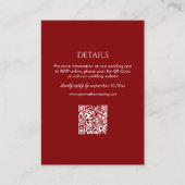 Modern Deep Red Wedding Details Qr Code Informatiekaartje (Voorkant)