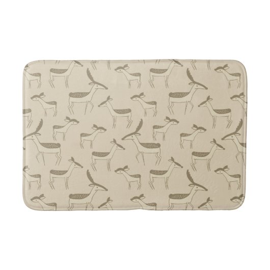 Modern Deer Illustration Beige Pattern Badmat (Voorkant)