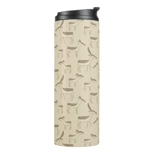 Modern Deer Illustration Beige Pattern Thermosbeker (Gedraaid links)