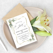 Modern Delicate Greenery Gold Calligraphy Wedding Kaart