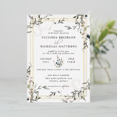 Modern Delicate Spring Greenery Wedding Invitation Folie Uitnodiging (Staand Voorkant)
