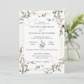 Modern Delicate Spring Greenery Wedding Invitation Kaart (Staand voorkant)