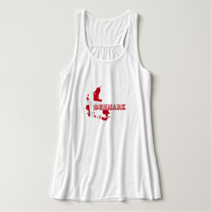 Modern Denemarken Letter MAP Vlag Souvenir Tanktop