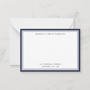 Modern Denim Blue Border Name & Address Note Card Notitiekaartje
