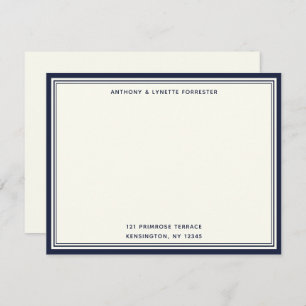 Modern Denim Blue Border Name & Address Note Card Notitiekaartje