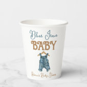 Modern Denim Boy Blue Jean Baby shower Papieren Bekers (Achterkant)