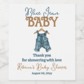 Modern Denim Boy Blue Jean Baby shower Wijn Etiket (Enkel label)
