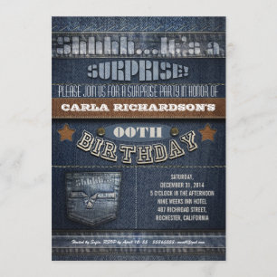modern denim verrassingsfeest kaart