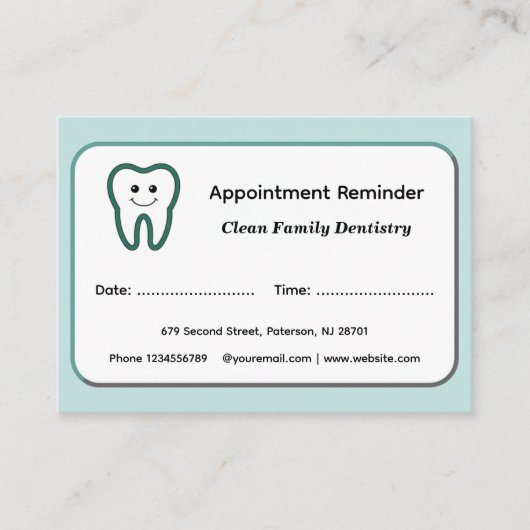 Modern Dentist Appointment Reminder Cards Afsprakenkaartje (Voorkant)