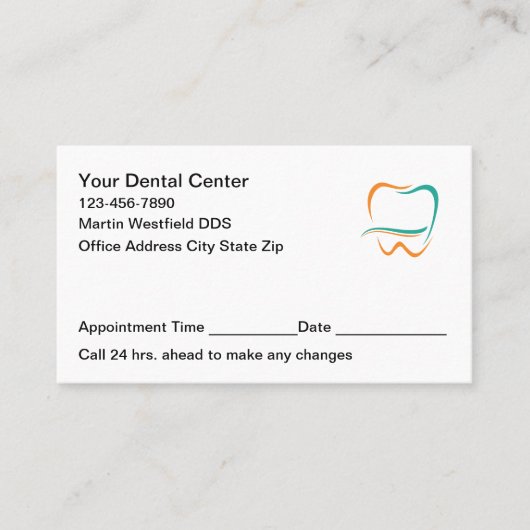 Modern Dentist Office Appointment Cards New Afsprakenkaartje (Voorkant)