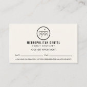 Modern Dentist Teeth Black Logo Ivory Appointment Visitekaartje (Voorkant)