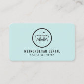 Modern Dentist Teeth Black Logo op Mint Visitekaartje (Voorkant)