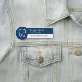 Modern Dentist Tooth Logo Navy Blue Office Naamplaatje (In situ)