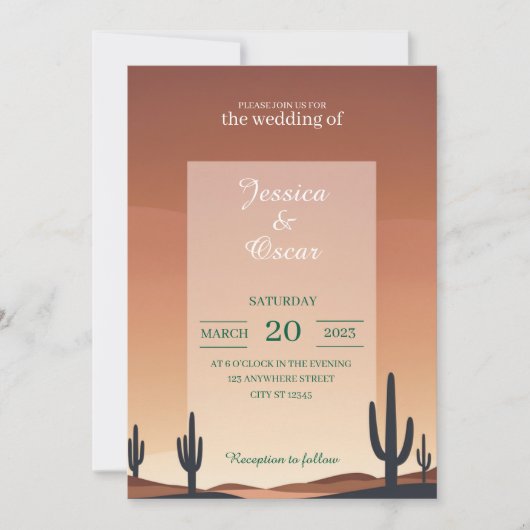 Modern Desert Wedding Design - Terracotta zonsonde Kaart (Voorkant)