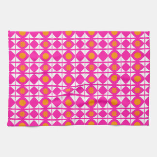 Modern desHot pink and orange sun with white sails Theedoek