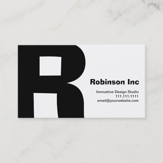 Modern design Big Retro R-Monogram omkeerbaar Visitekaartje (Voorkant)