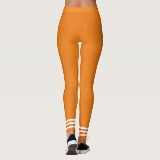 Modern design l Zwart-witte tekst l Sinaasappel Leggings (Achterkant)