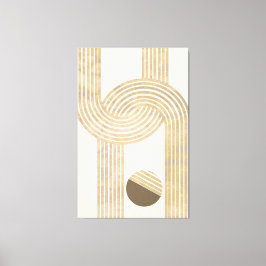 Modern design met beige en gele strepen canvas afdruk