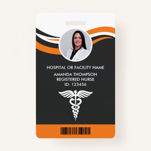 Modern Design Registered Nurse Foto ID Badge (Voorkant)