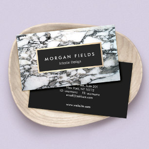 Modern Designer Black en White Marble Stone Visitekaartje