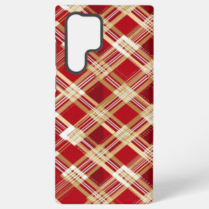Modern diagonaal rood en wit geplakt patroon samsung galaxy hoesje
