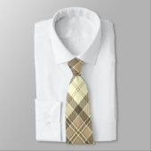 Modern Diagonal Plaid - Bruin Tan en Wit Stropdas (Gebonden)