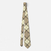 Modern Diagonal Plaid - Bruin Tan en Wit Stropdas (Achterkant)