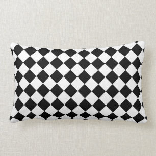 Modern Diamond Black en White Checkers Kussen