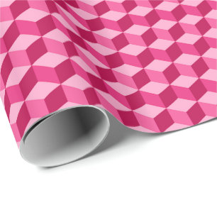 Modern Diamond Grid, Fuchsia and Light Pink Cadeaupapier