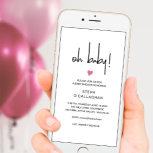 Modern Digital Girl Baby shower Cellphone Live Aankondiging