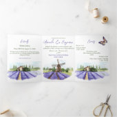 Modern Digital Lavender Country Style Wedding Drieluik Uitnodiging (Binnen)