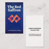 Modern dineren Logo | Blauw leder Visitekaartje (Voorkant / Achterkant)