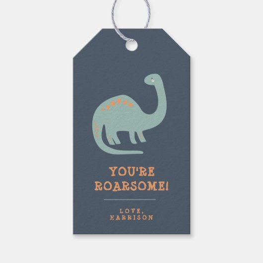 Modern Dinosaur Kinder persoonlijke Gift Label Cadeaulabel (Voorkant)